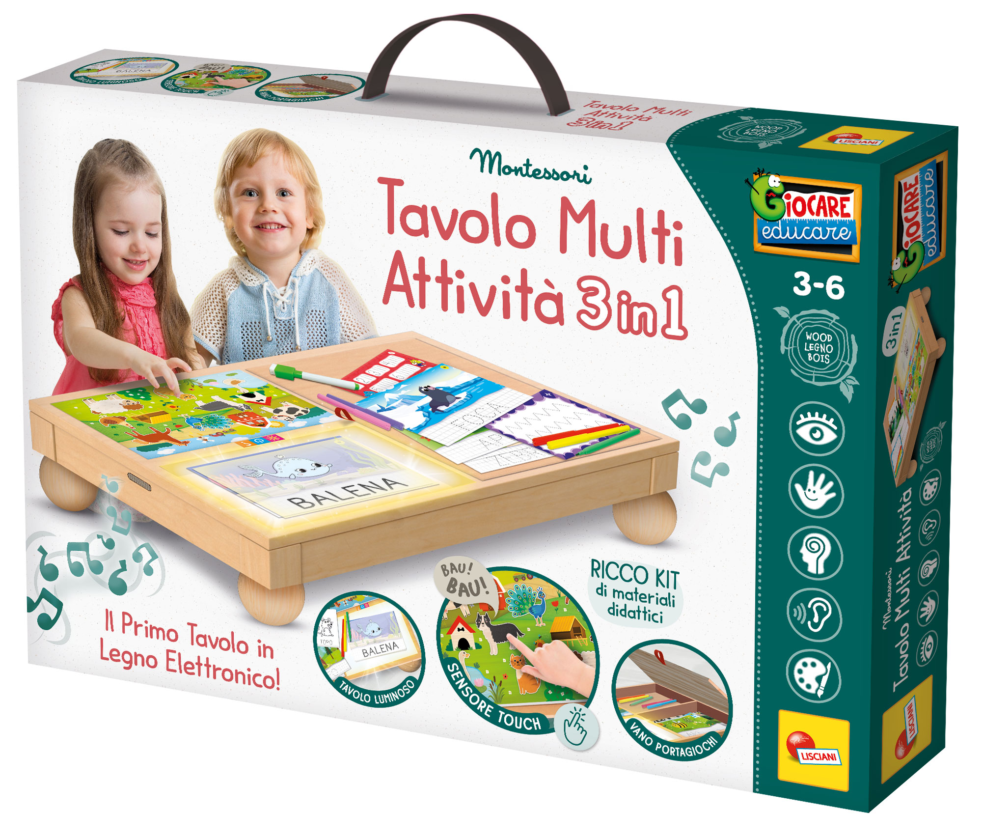 Montessori Legno Tavolo Multi Attivita’ 3 In 1 - immagine 2