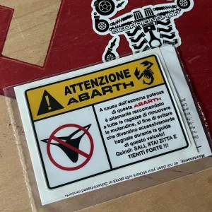 Adesivo "attenzione Abarth"