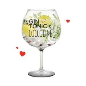 Bicchiere in Vetro Cocktail - Gin Tonic & Coccoline - San Valentino