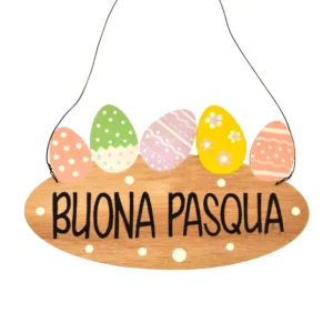 Decorazione Pasqua - Pendaglio in Legno con Uova