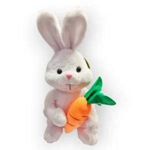 Peluche Coniglietto con Carota -  Bianco - 37cm
